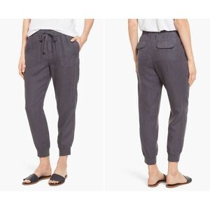 Caslon Linen Jogger Pants Dark Gray Comfort Elastic Waist Drawstring Small NWT
